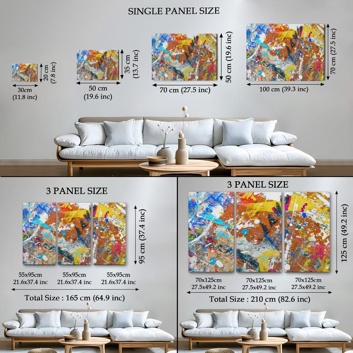 Abstract Paint Splatter Orange Blue White Modern Expressionist Poster - Image 4