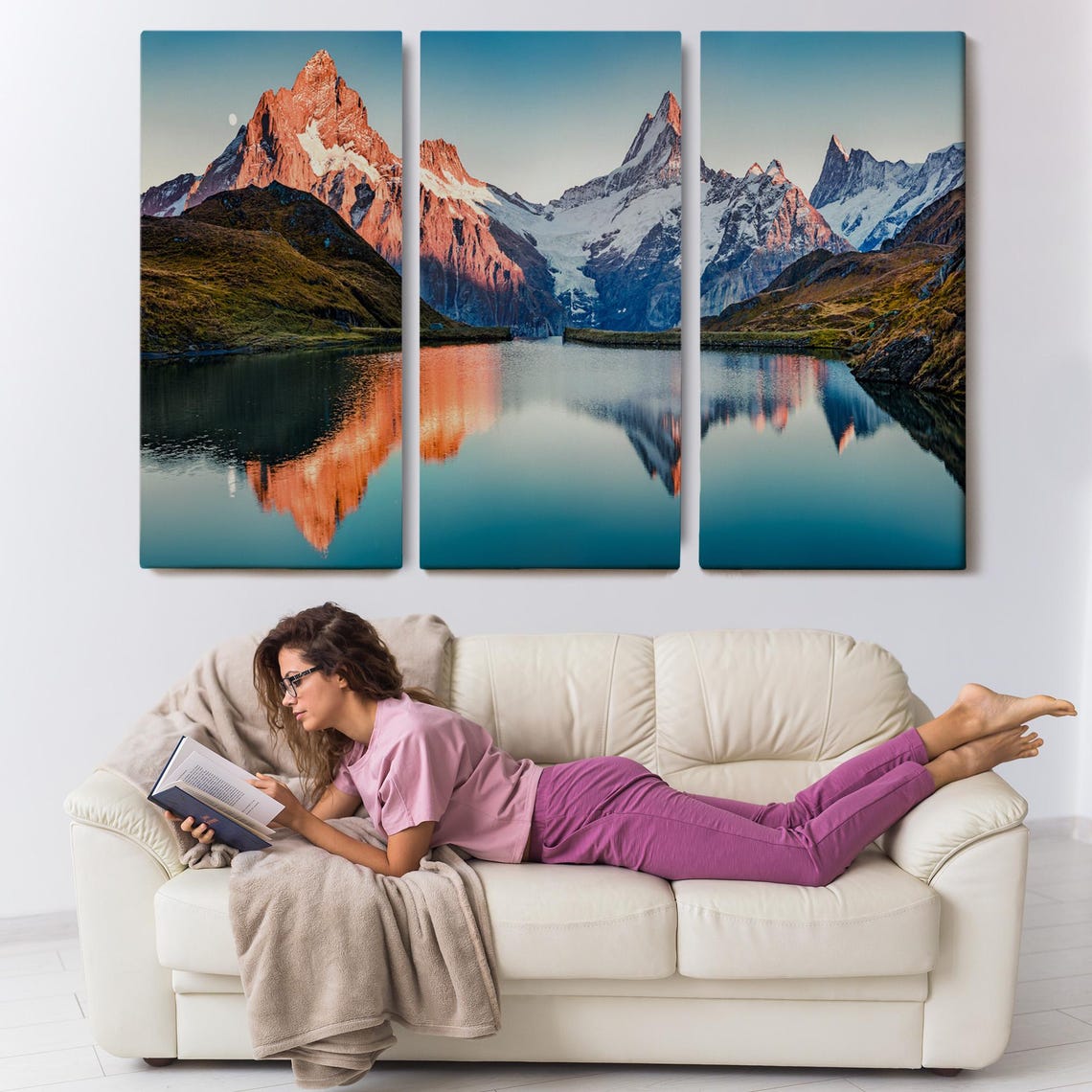 Bachalpsee Lake Swiss Alps Sunrise Mirror Reflection Peaks Poster - Image 3