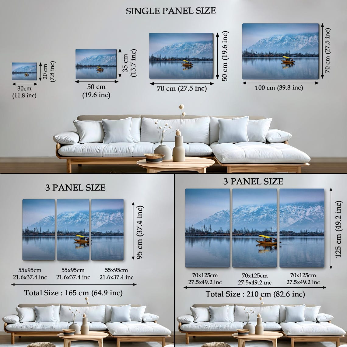 Srinagar India Dal Lake Shikara Boat Snowy Himalaya View Poster - Image 4