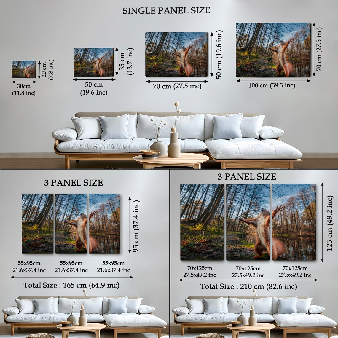 Red Squirrel Standing In Autumn Forest By Lake Whimsical Wildlife Wall Art - Image 4
