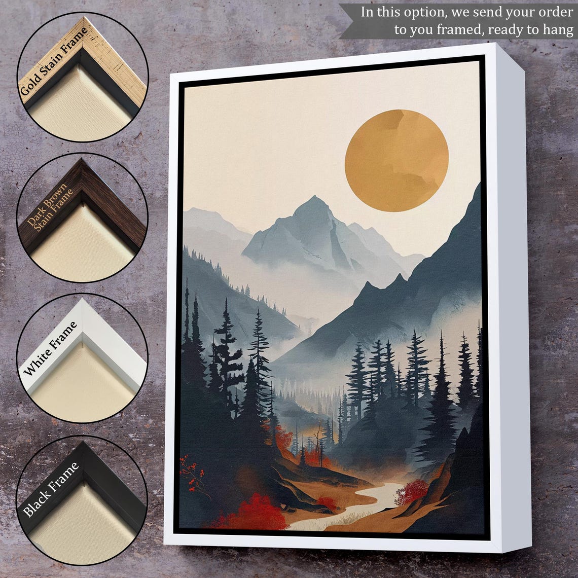 Sunset Above The Mountains Painting Nature Art Nature Print Nature Decor Landscape Wall Table - Image 3