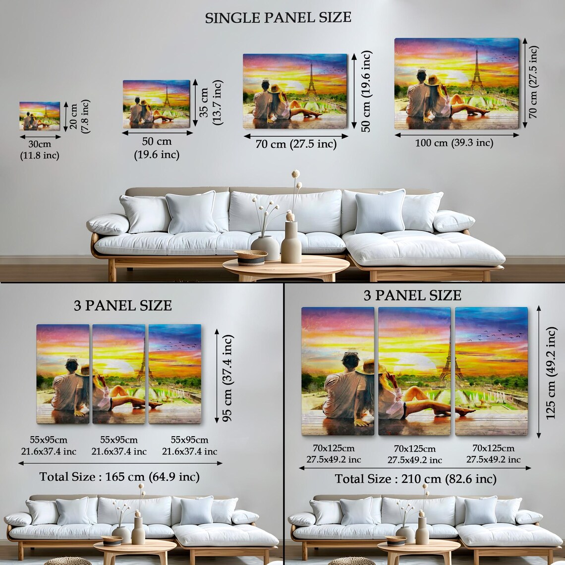 Paris France Eiffel Tower Couple Romantic Sunset View Travel Poster - Image 4