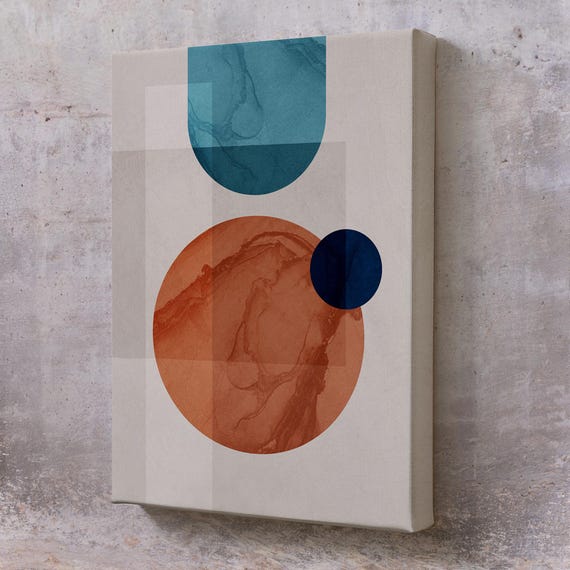 Geometric Abstract Painting Housewarming Gifts Boho Modern Wall Decor Large Wall Art Framed Wall Art Bohemian Modern Wall Decor