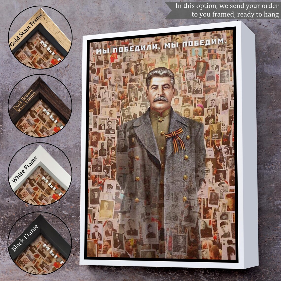 Joseph Stalin Portrait Military Coat Vintage Photo Collage Art Poster - Image 3
