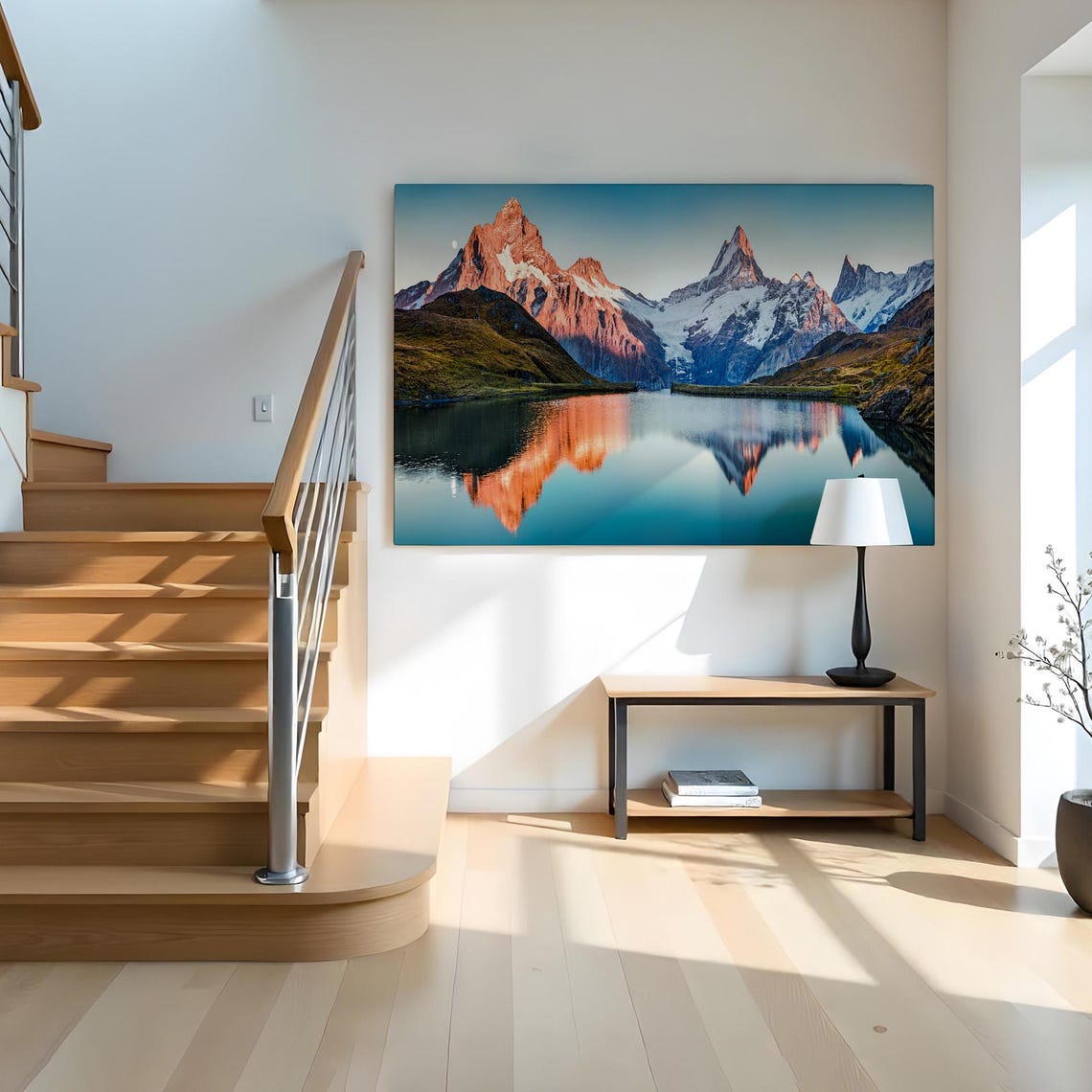 Bachalpsee Lake Swiss Alps Sunrise Mirror Reflection Peaks Poster - Image 2