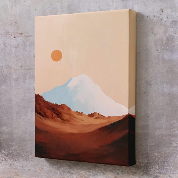 Abstract Sun Landscape Behind The Mountain Painting Nature Wall Decor Nature Wall Decor Landscape Wall Table
