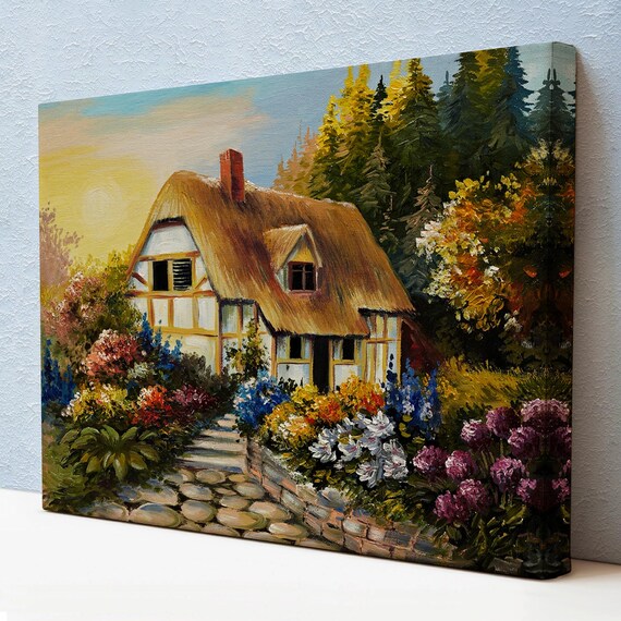 Garden House In The Forest Oil Painting Decorative Wall Painting Nature Decor Nature Print Nature Wall Decor