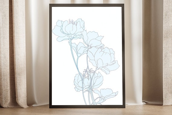 Line Art Poster Floral Abstract Wall Decor Minimalist Geometric Artwork Gift For Flower Lovers