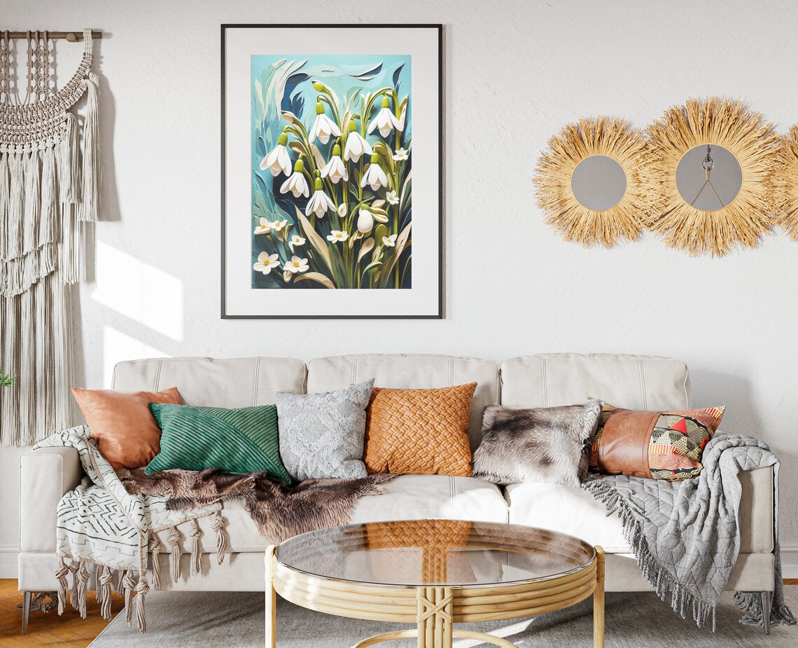 Spring Snowdrop Floral Art Print, Spring Decor - Image 2