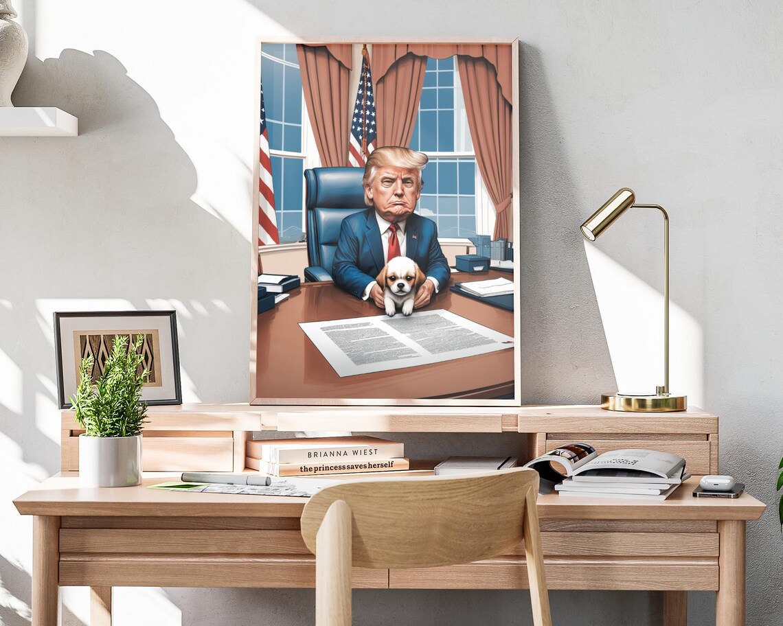Dogs For Trump Caricature Art Print Maga Painting Artwork Donald Trump Wall Art Make America Great Again Decor President Trump Poster - Image 4