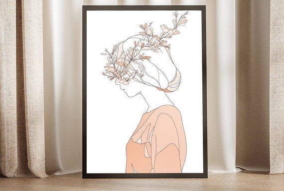 Floral Line Art Poster Abstract Flower Wall Decor Female Body Art Minimalist Geometric Design Unique Gift For Art Lovers