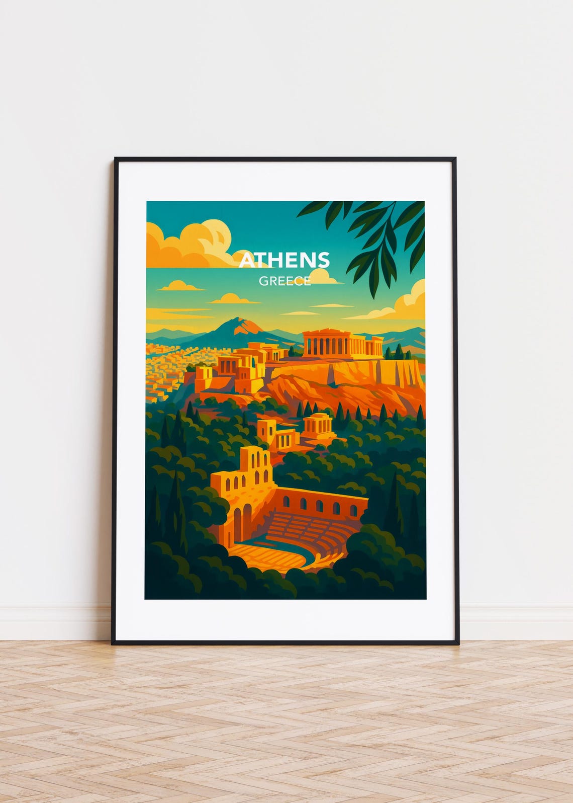 Athens Greece Poster, Modern City Illustration