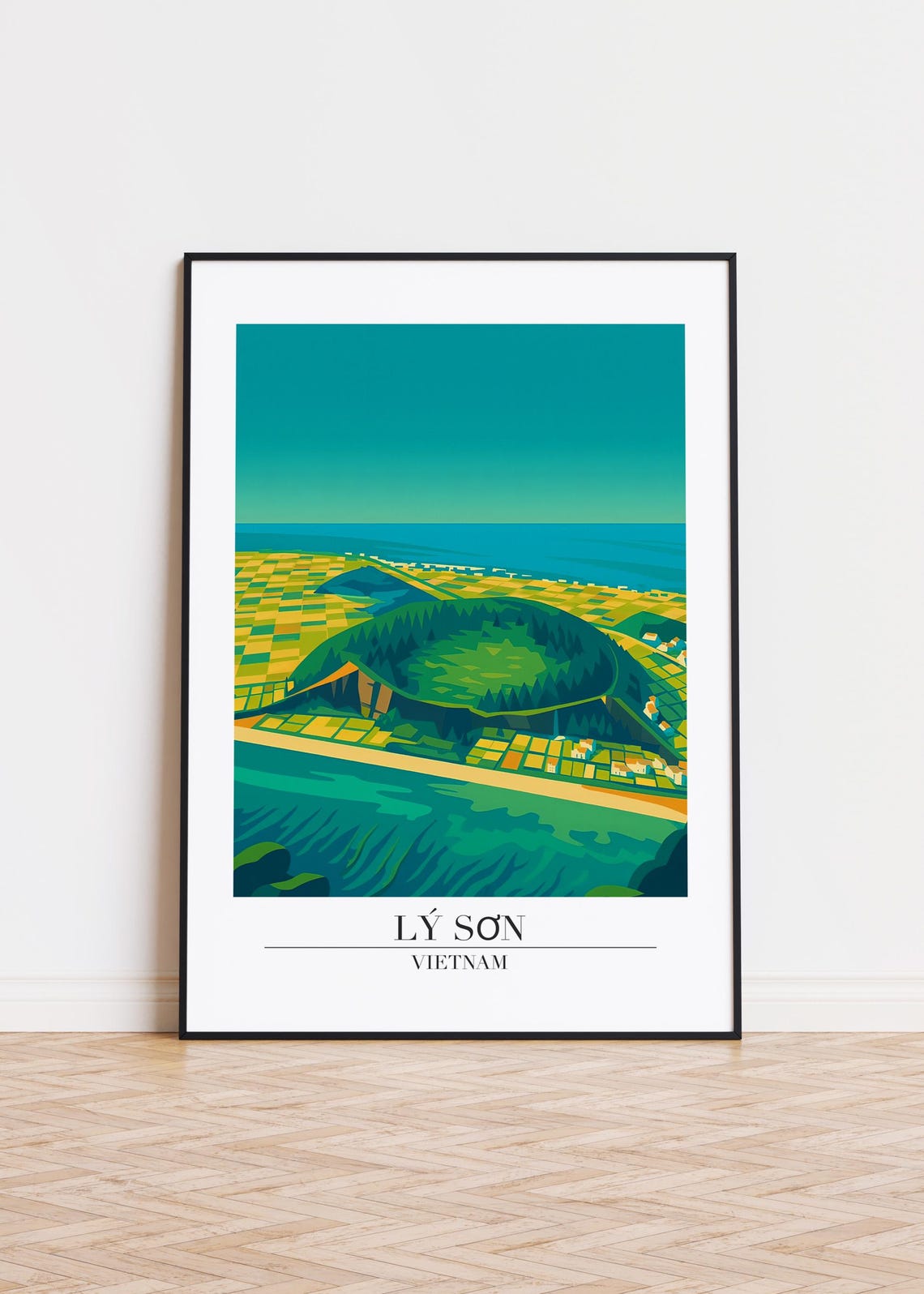Ly Son Vietnam Volcanic Crater Aerial Green Island Illustration Poster