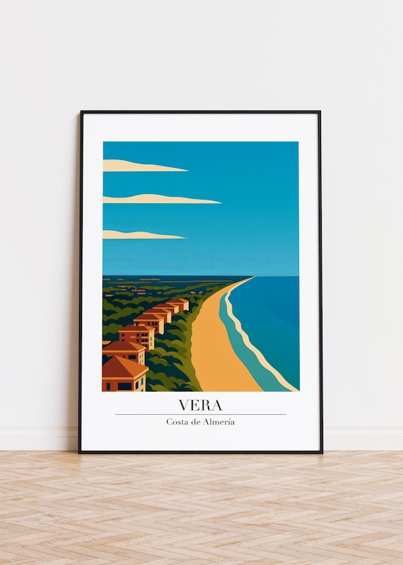 Vera Costa de Almeria Spain Coastal Town Beach Scene Travel Poster