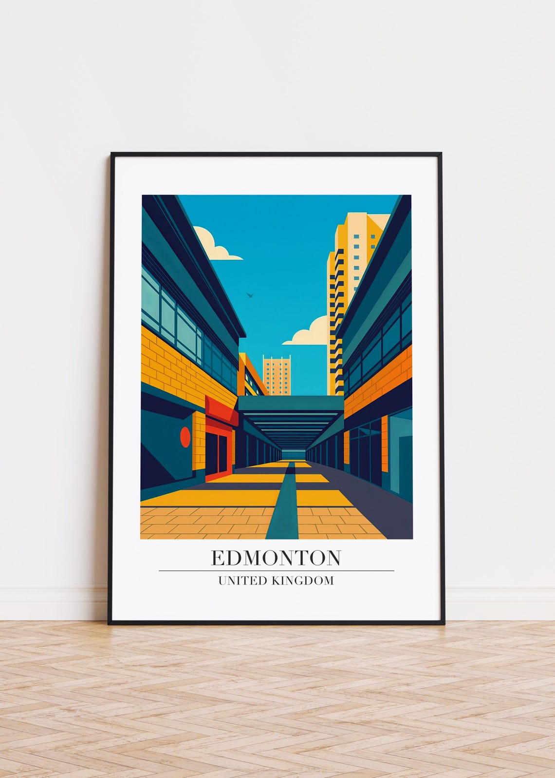 Edmonton Illustration Art Print Modern City Skyline Poster