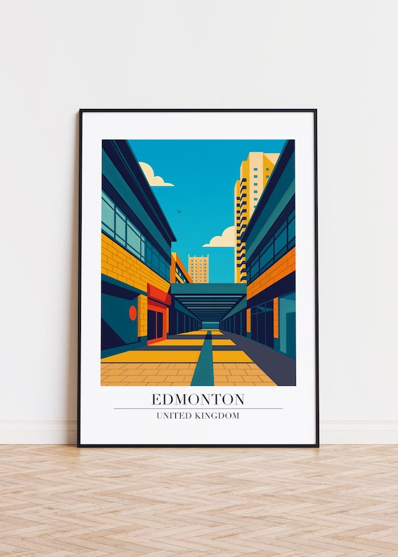 Edmonton Illustration Art Print Modern City Skyline Poster