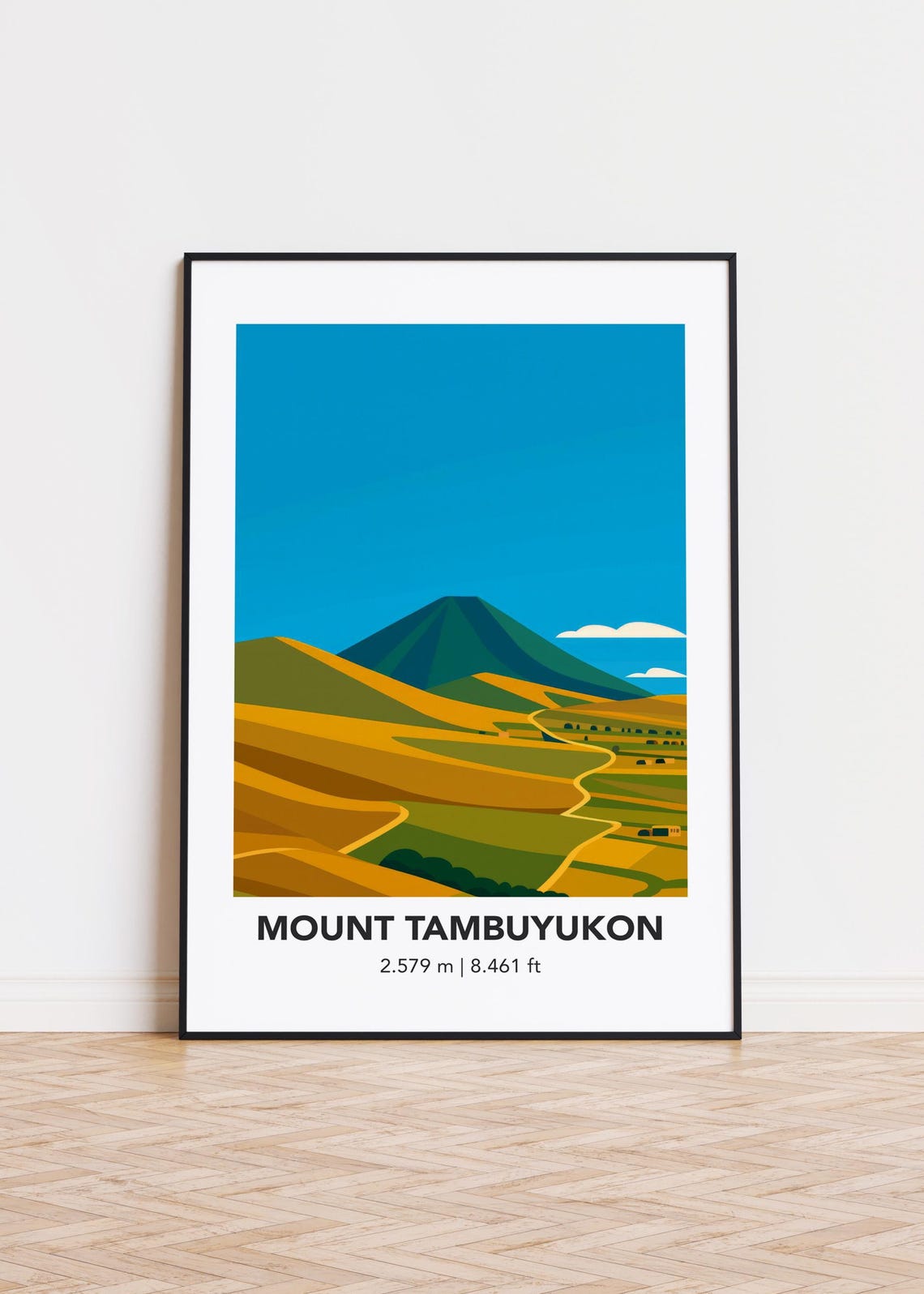 Mount Tambuyukon Golden Hills Minimalist Retro Travel Poster