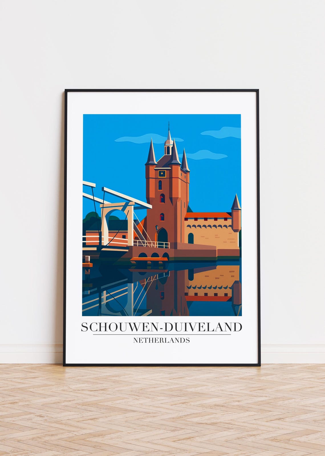 Schouwen Duiveland Netherlands Historic Castle Gate Travel Poster
