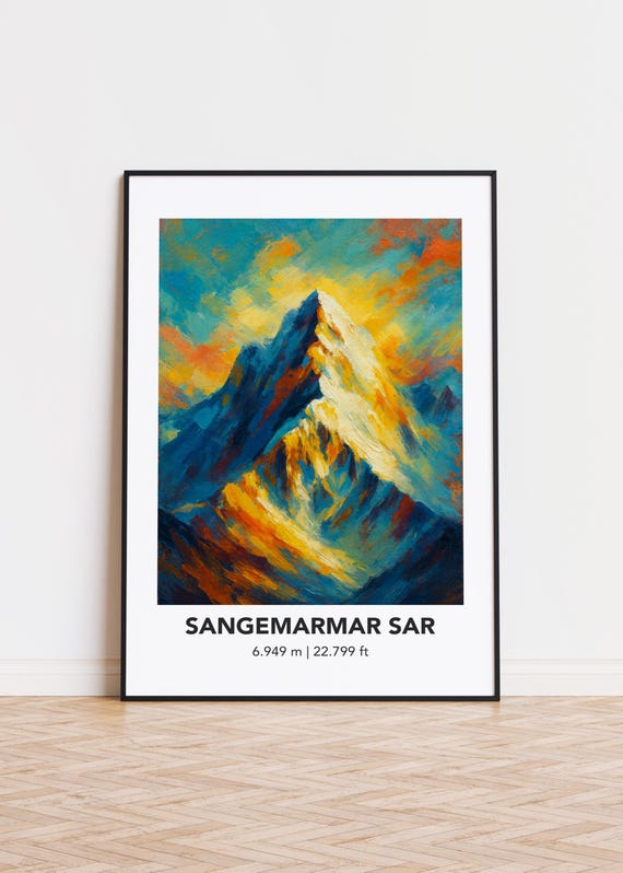 Sangemarmar Sar Poster Mountain Print Modern Oil Painting Style Art