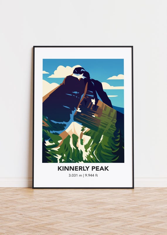 Kinnerly Peak Illustration Art Print Mountain Silhouette Poster