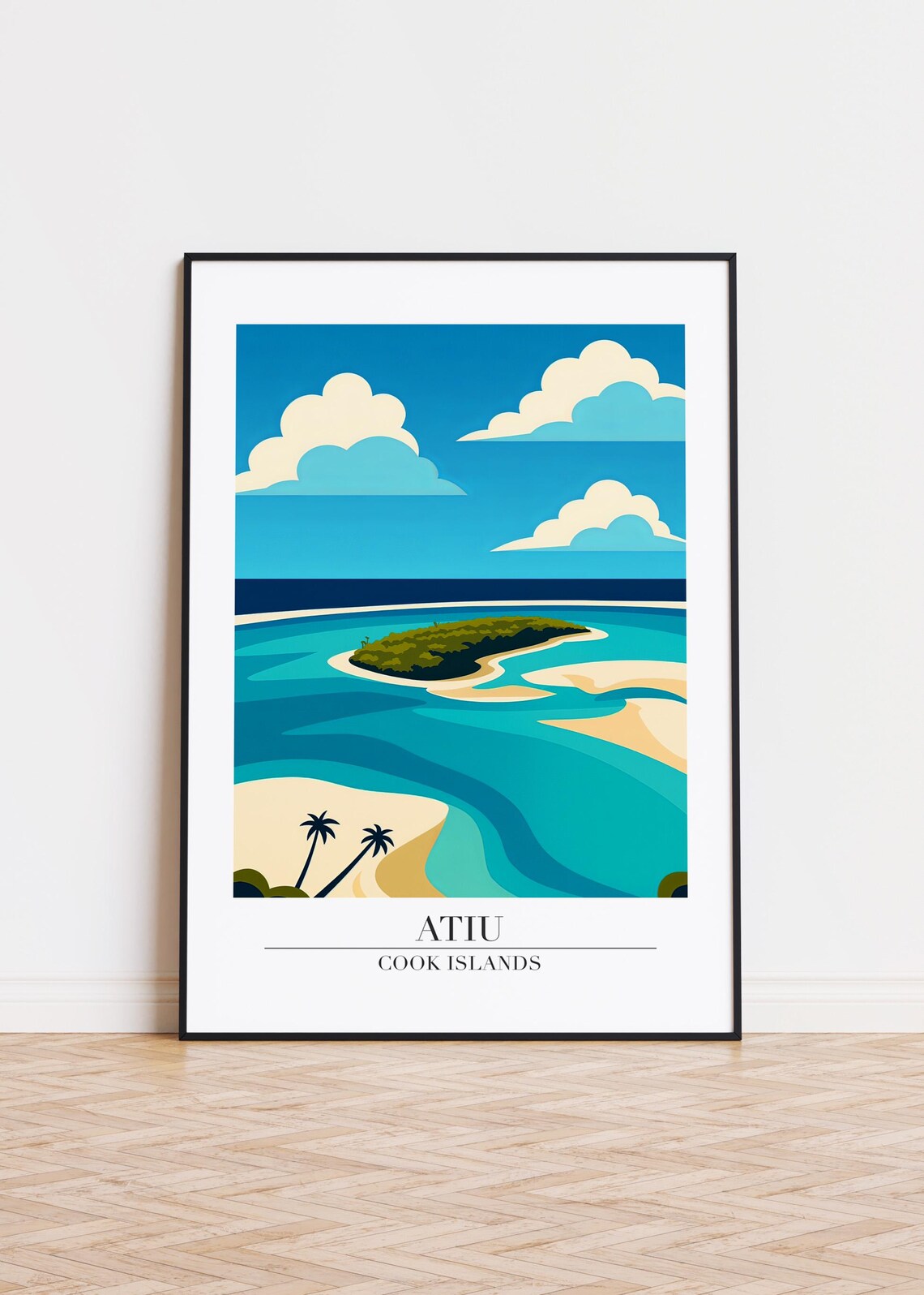 Atiu Cook Islands Aerial Lagoon Turquoise Water Beach Travel Art Poster
