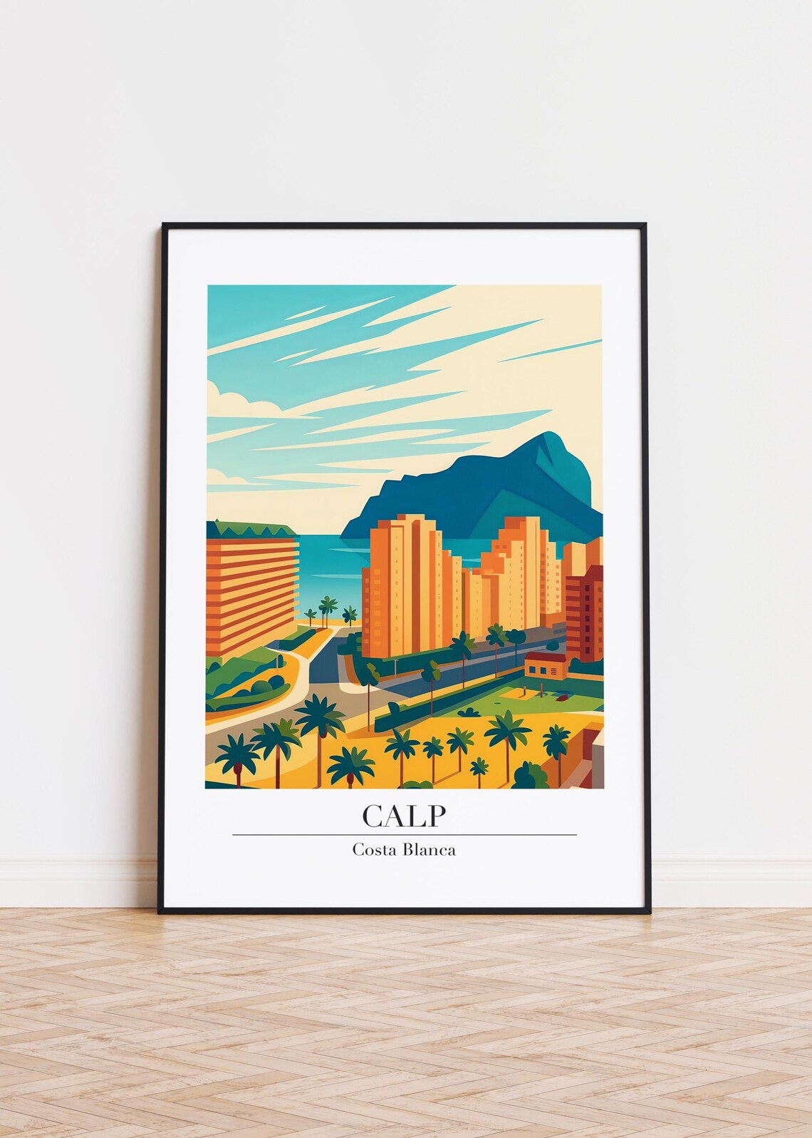 Calp Costa Blanca High Rise Skyline Rock of Ifach Travel Poster