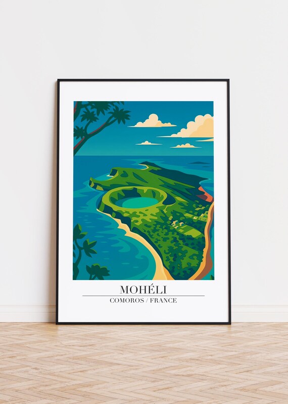 Mohli Illustration Art Print Comoros France Poster