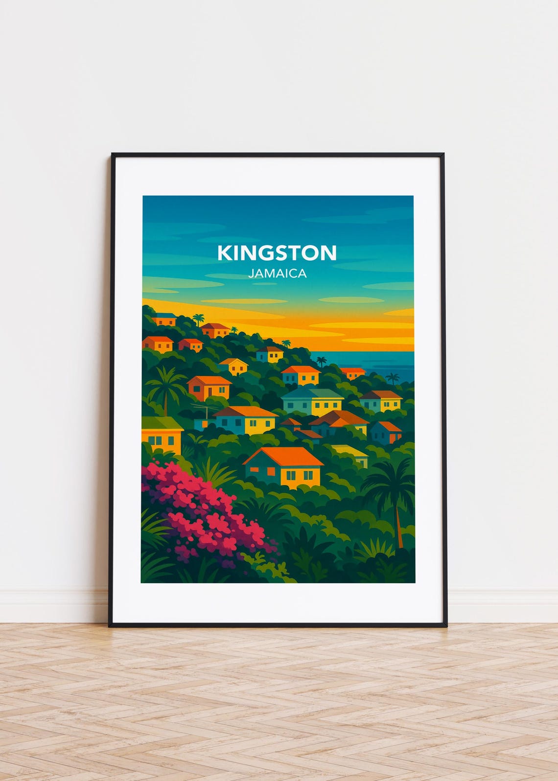 Kingston Jamaica Poster City Skyline Art Print