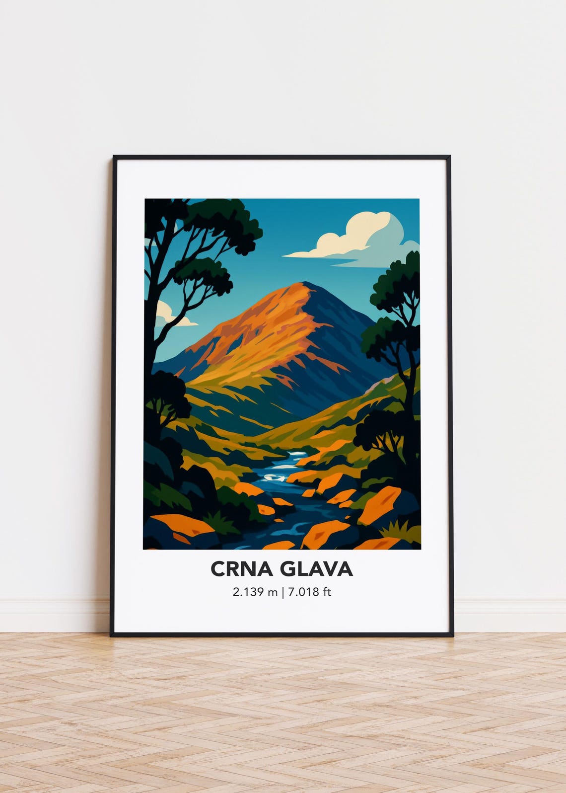Crna Glava Mountain Print Modern Minimalist Art Poster
