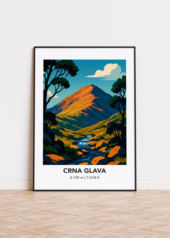 Crna Glava Mountain Print Modern Minimalist Art Poster