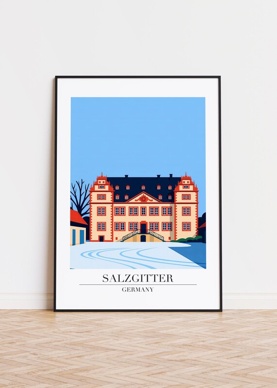 Salzgitter Germany Palace Baroque Architecture Retro Travel Poster
