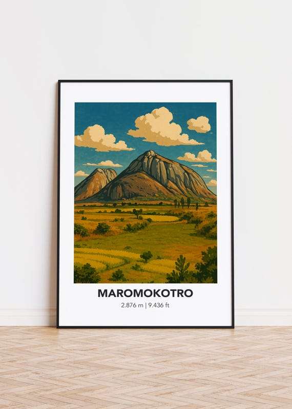 Maromokotro Poster Mountain Illustration Nature Art