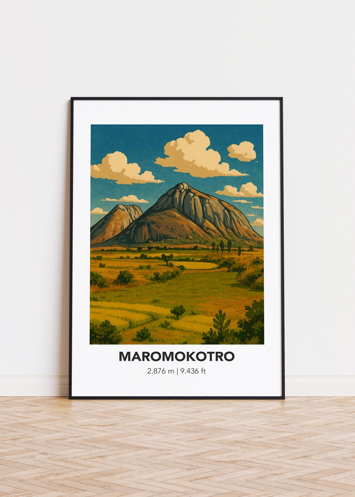 Maromokotro Rocky Peak 2876 Meters Golden Savanna Mountain Poster
