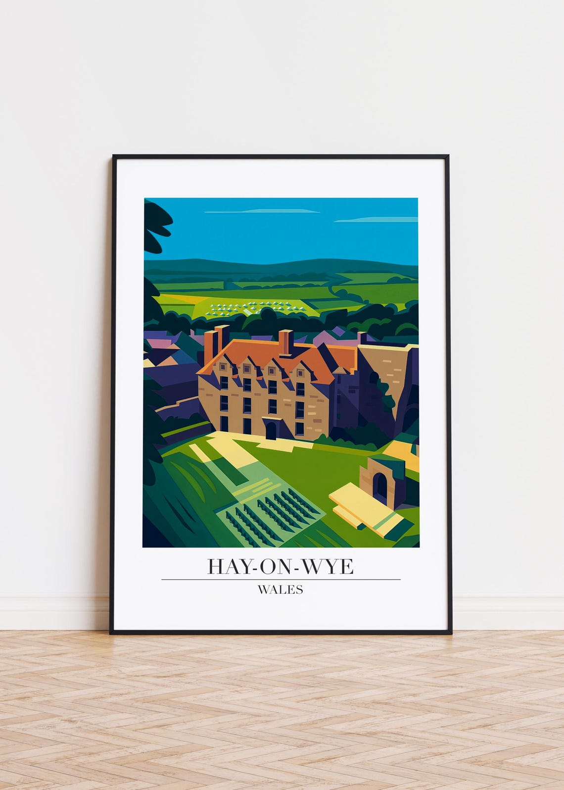 Hayonwye Wales Poster Skyline Illustration Art