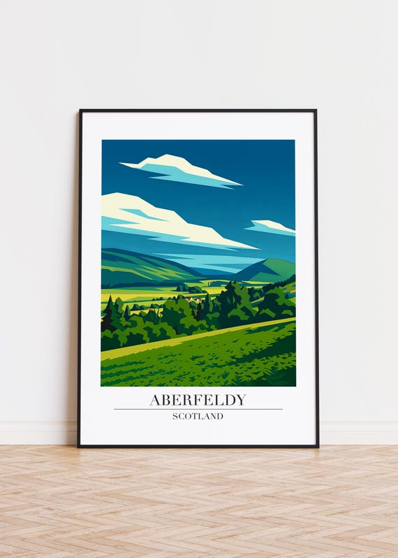 Aberfeldy Scotland Poster Cityscape Illustration Art