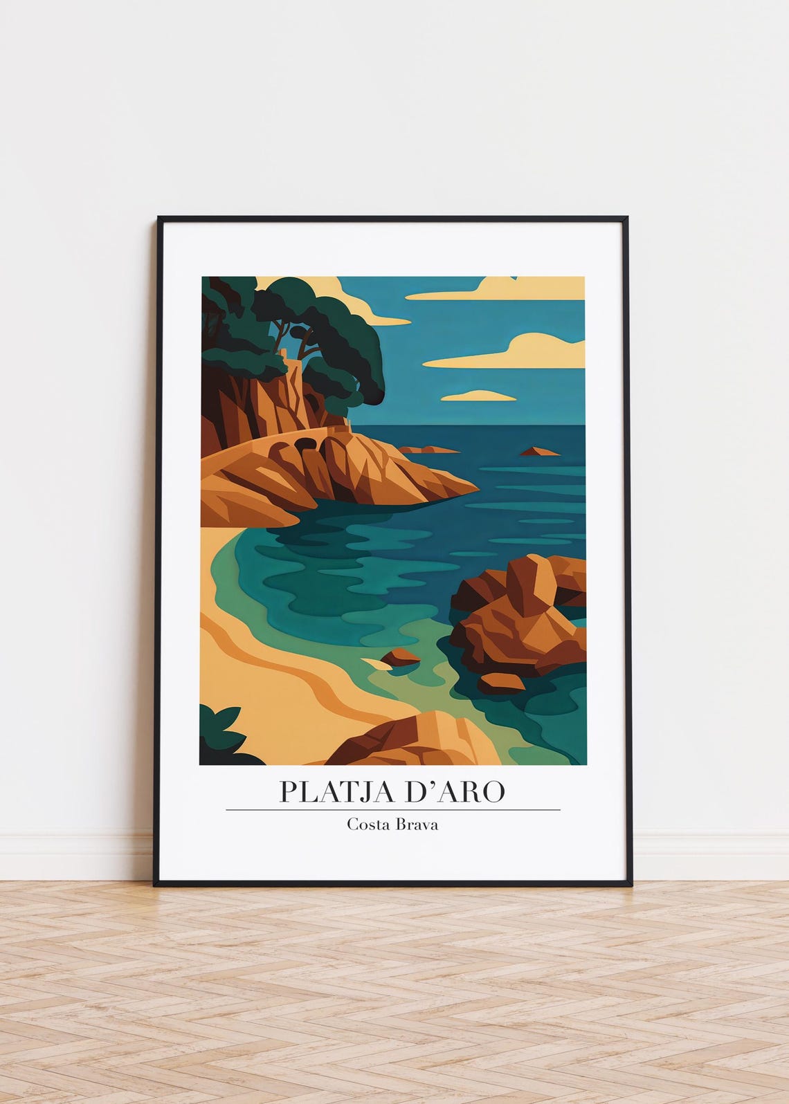 Platja d'Aro Costa Brava Rocky Cove Retro Style Travel Poster
