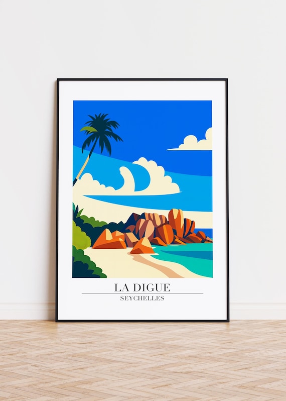 La Digue Seychelles Poster Island Illustration Art Print