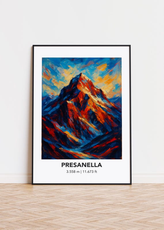 Presanella Mountain Print Modern Oil Painting Style Art Poster