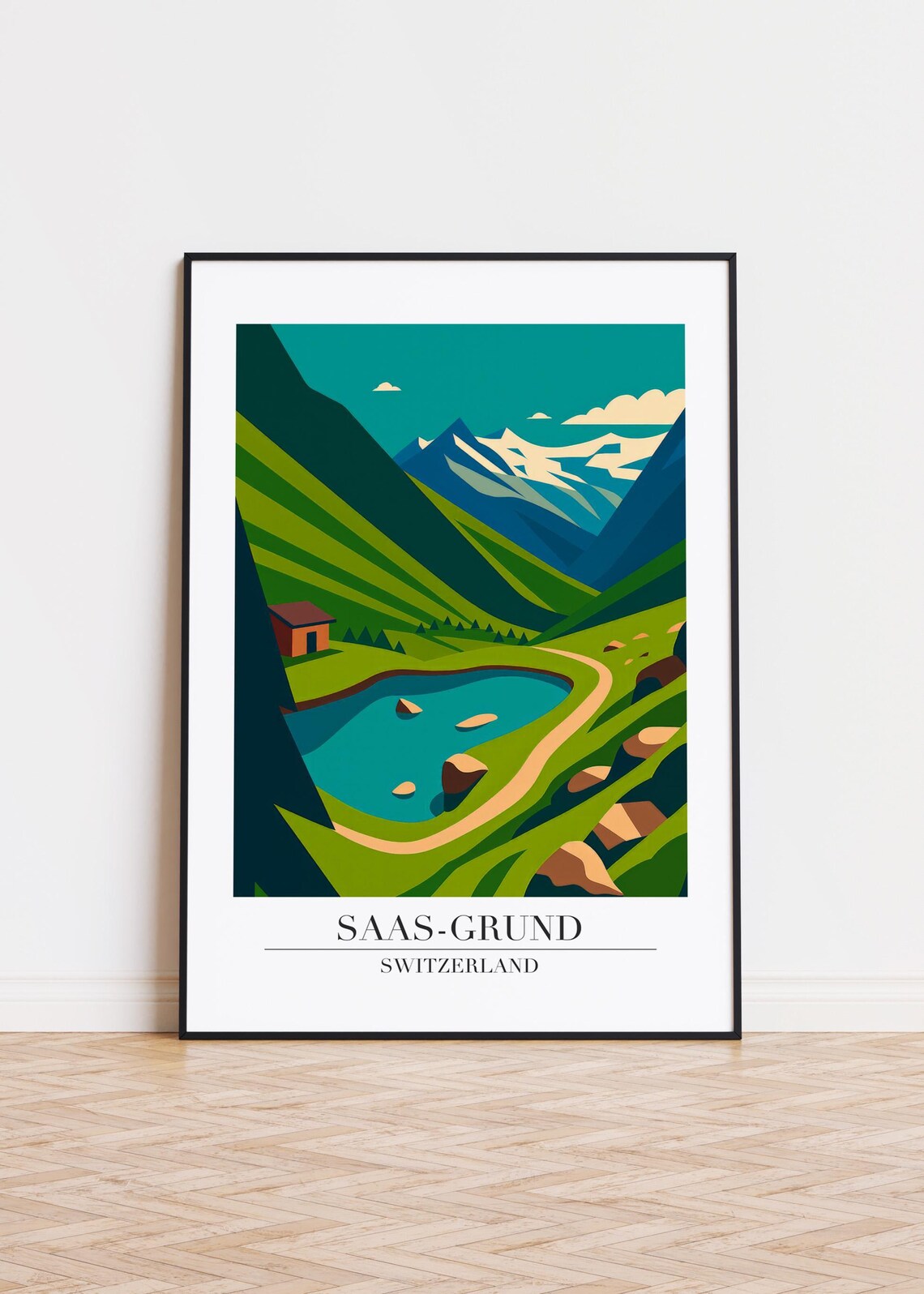 Saasgrund Switzerland, Modern Travel Poster
