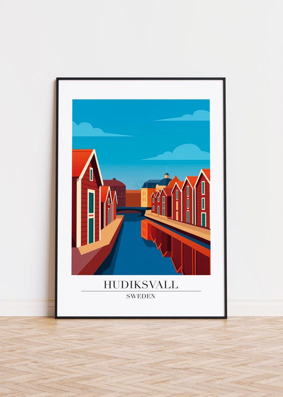 Hudiksvall Sweden Poster City Skyline Art Print