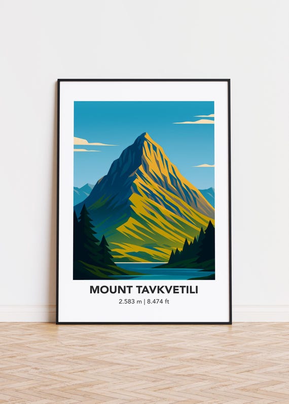 Mount Tavkvetili Poster Modern Minimalist Mountain Art Print
