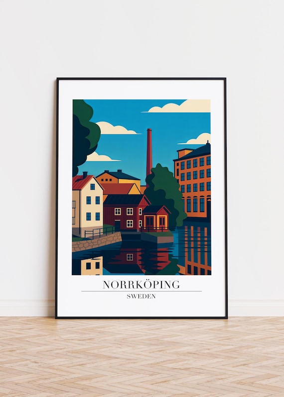 Norrkping Sweden Poster City Illustration Art Print