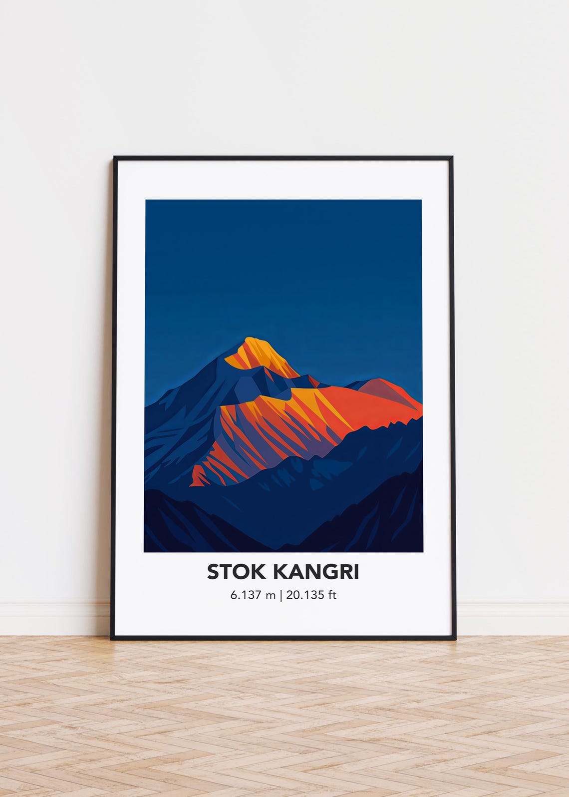 Stok Kangri Sunset Lit Summit Alpine Glow Minimalist Travel Poster