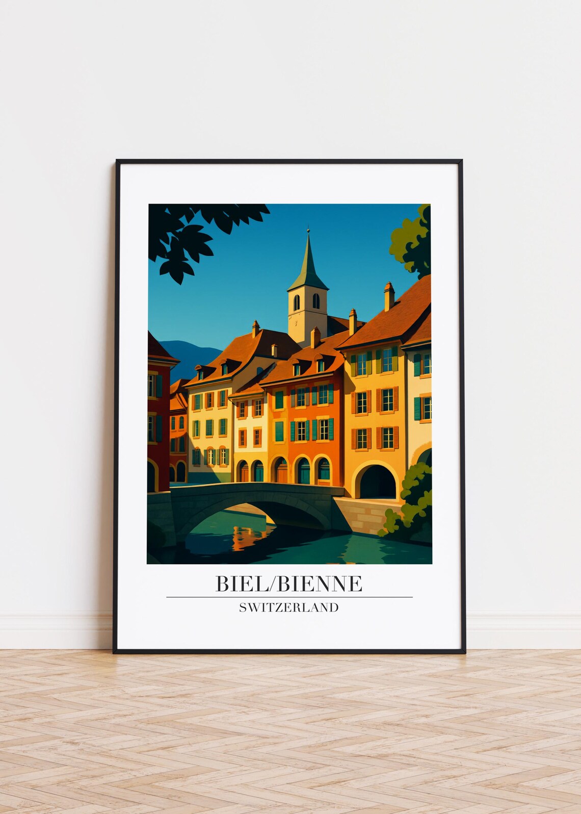 Bielbienne Switzerland Modern City Poster