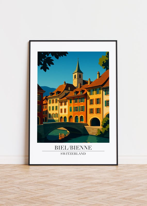 Bielbienne Switzerland Modern City Poster