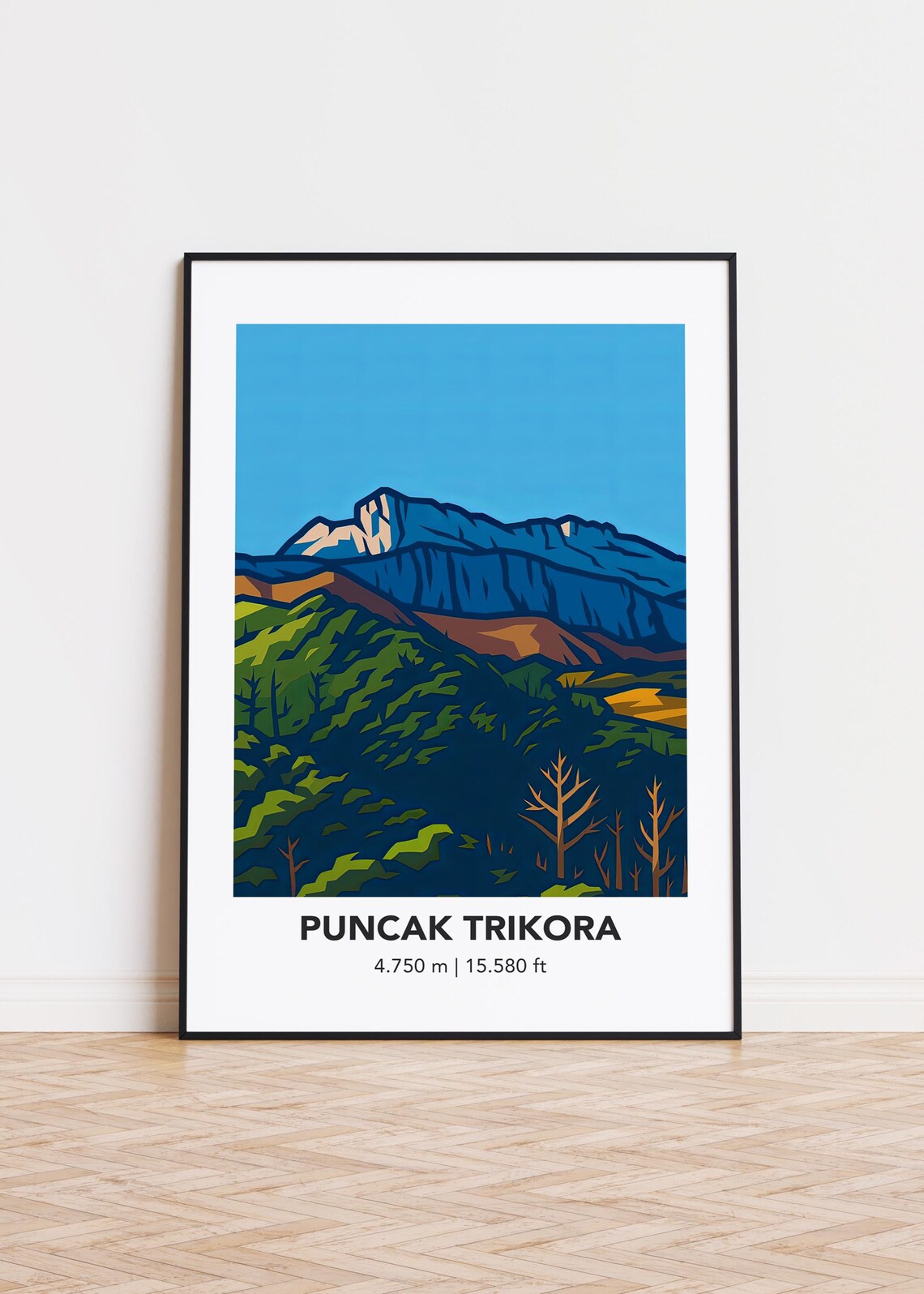 Puncak Trikora Mountain Art Print Skyline Silhouette Poster