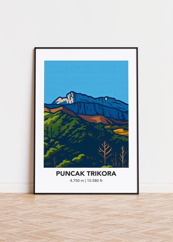 Puncak Trikora Mountain Art Print Skyline Silhouette Poster