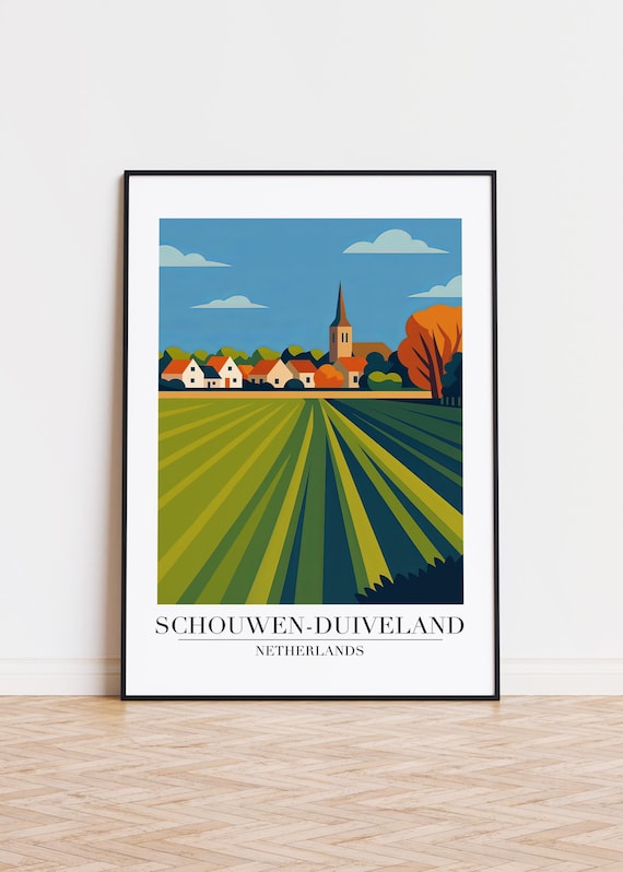 Schouwenduiveland Netherlands Poster Modern Illustration Art