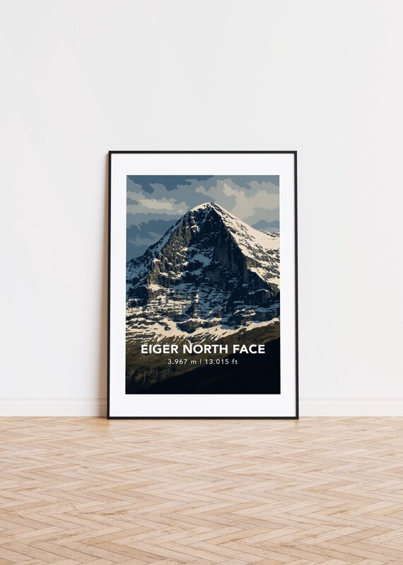 Eiger North Face Snowy Peak Alpine Mountain Landscape Poster