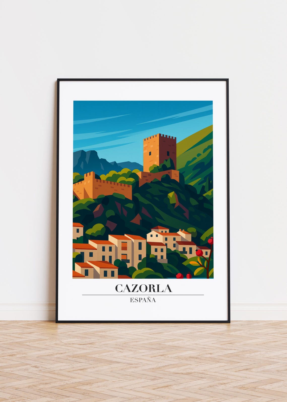 Cazorla Spain Hilltop Castle Village Retro Vintage Travel Poster